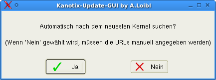 Die erste Abfrage wenn man Kernel-Update wählt